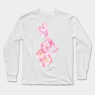 Pregnant woman  peonies silhouette Long Sleeve T-Shirt